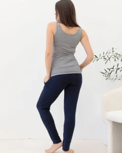 Abbie Maternity/Nursing Tank Top in Navy Stripes