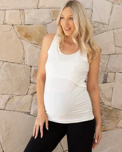 Abbie Maternity Nursing White Tank Top