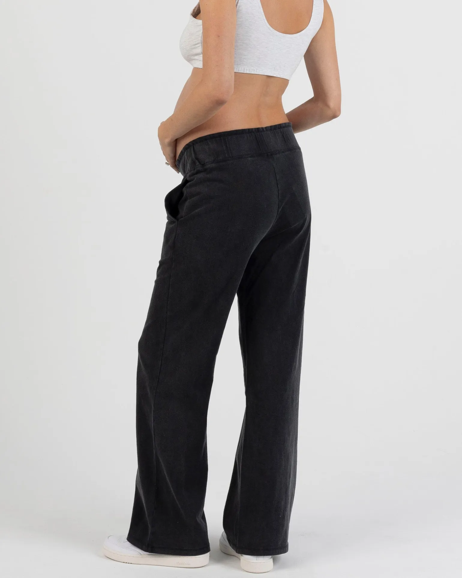 Acid Wash Black Cotton Maternity Pants