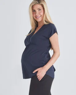 Adeline Maternity Crossover Work Top - Navy