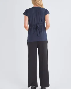 Adeline Maternity Crossover Work Top - Navy
