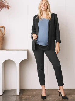 Alana Relaxed Ponti Maternity Black Work Pants - Ankle or Full Length