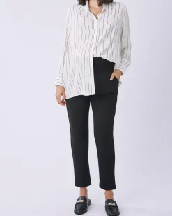 Alana Relaxed Ponti Maternity Black Work Pants - Ankle or Full Length