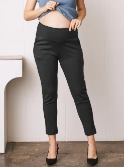 Alana Relaxed Ponti Maternity Black Work Pants - Ankle or Full Length