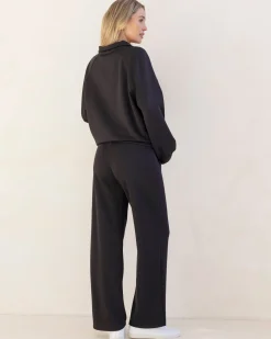 Alanna Maternity Zipper Track Top in Black