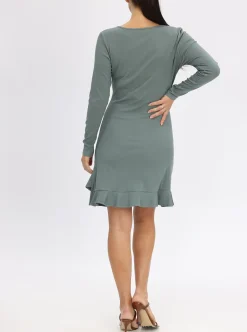 Alethea Long Sleeve Frilled Bodycon Maternity Dress