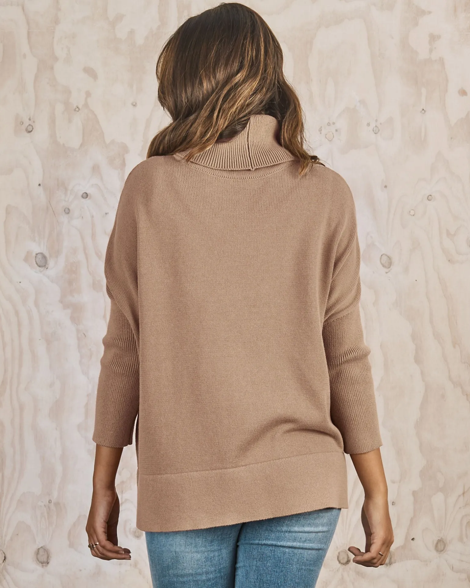 All in One Maternity Reversible Knit Sweater in Champagne