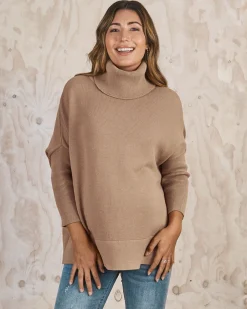 All in One Maternity Reversible Knit Sweater in Champagne