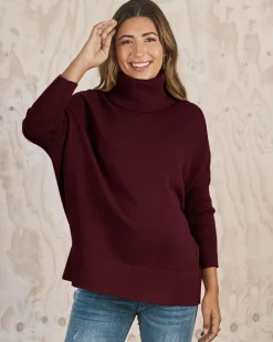 All in One Maternity Reversible Knit Sweater Burgundy