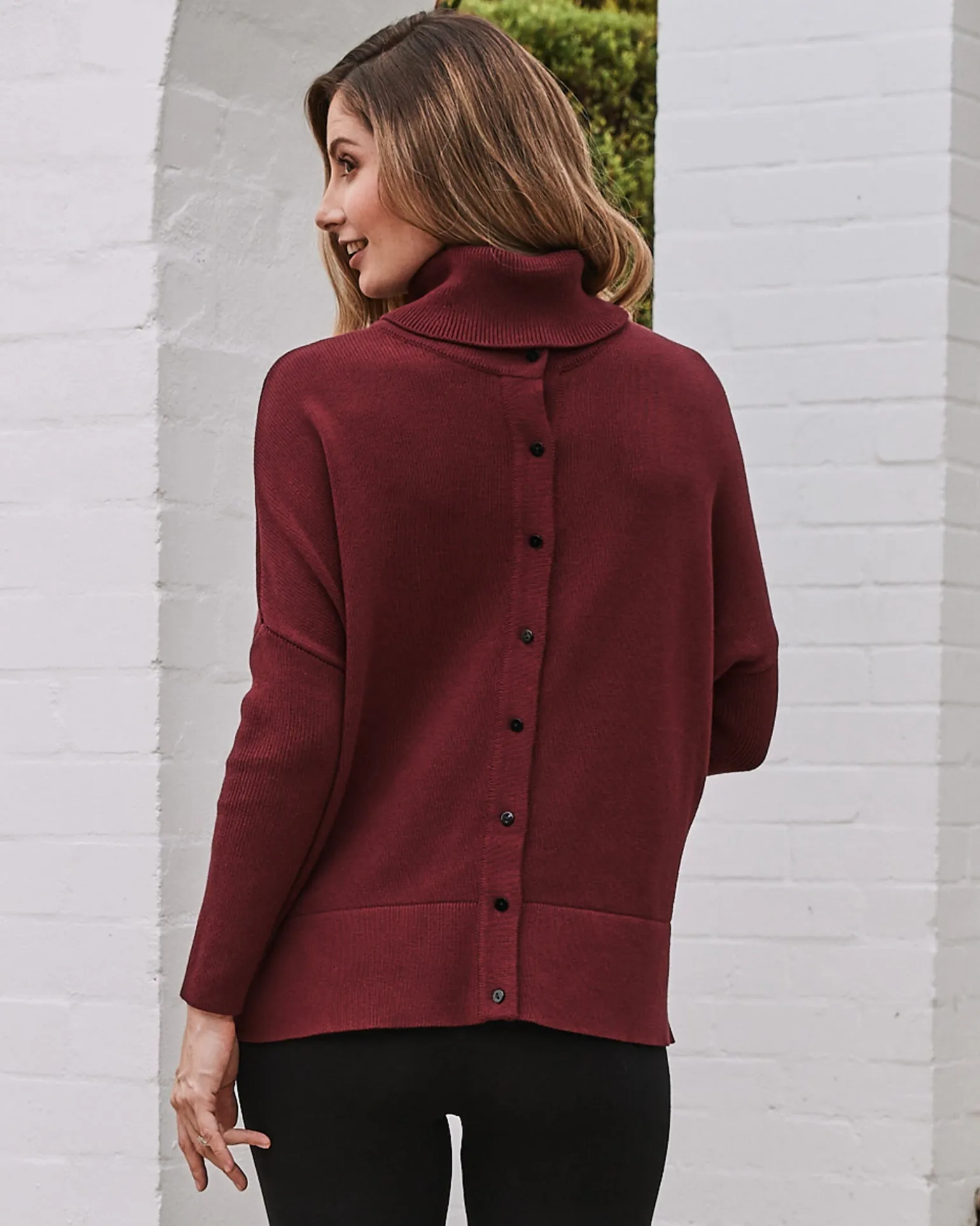 All in One Maternity Reversible Knit Sweater Burgundy