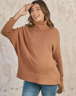 All in One Maternity Reversible Knit Sweater in Apricot