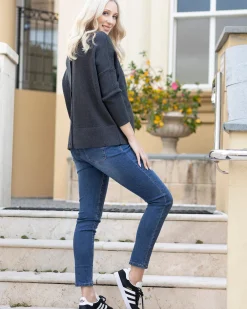 All in One Maternity Reversible Knit Sweater in Charcoal