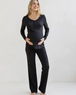 Amira 2-piece Maternity Sleepwear Set in Black