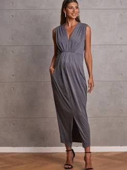 Anais Maternity Evening Dress in Excalibur Grey