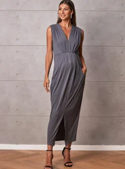 Anais Maternity Evening Dress in Excalibur Grey