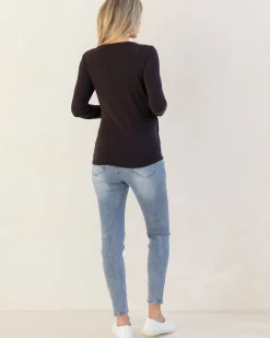 Annie Maternity/ Nursing Soft Nursing Top In Black