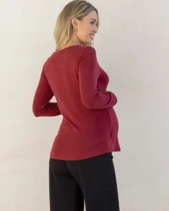 Annie Maternity/ Nursing Soft Nursing Top In Burgundy