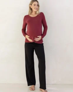 Annie Maternity/ Nursing Soft Nursing Top In Burgundy