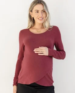 Annie Maternity/ Nursing Soft Nursing Top In Burgundy