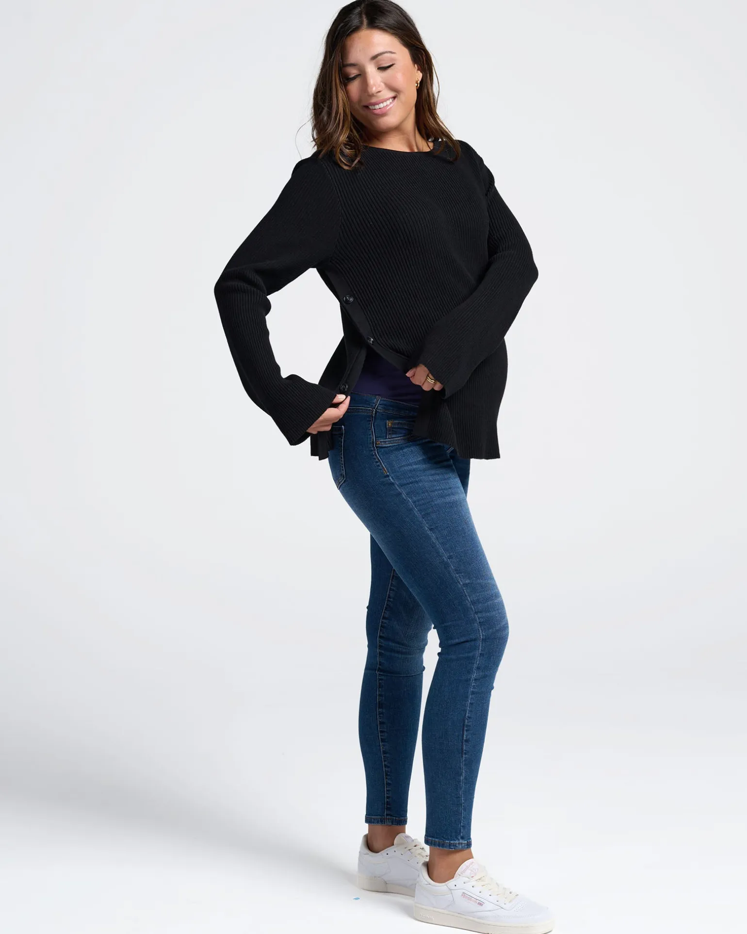 Arial Maternity Oversized Luxury Knit Nursing Jumper in Black