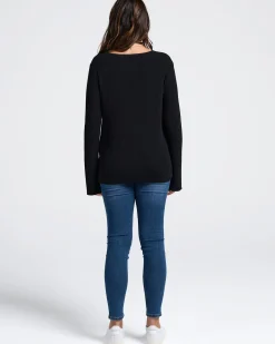 Arial Maternity Oversized Luxury Knit Nursing Jumper in Black