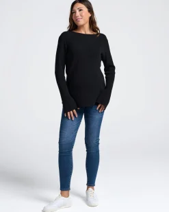 Arial Maternity Oversized Luxury Knit Nursing Jumper in Black