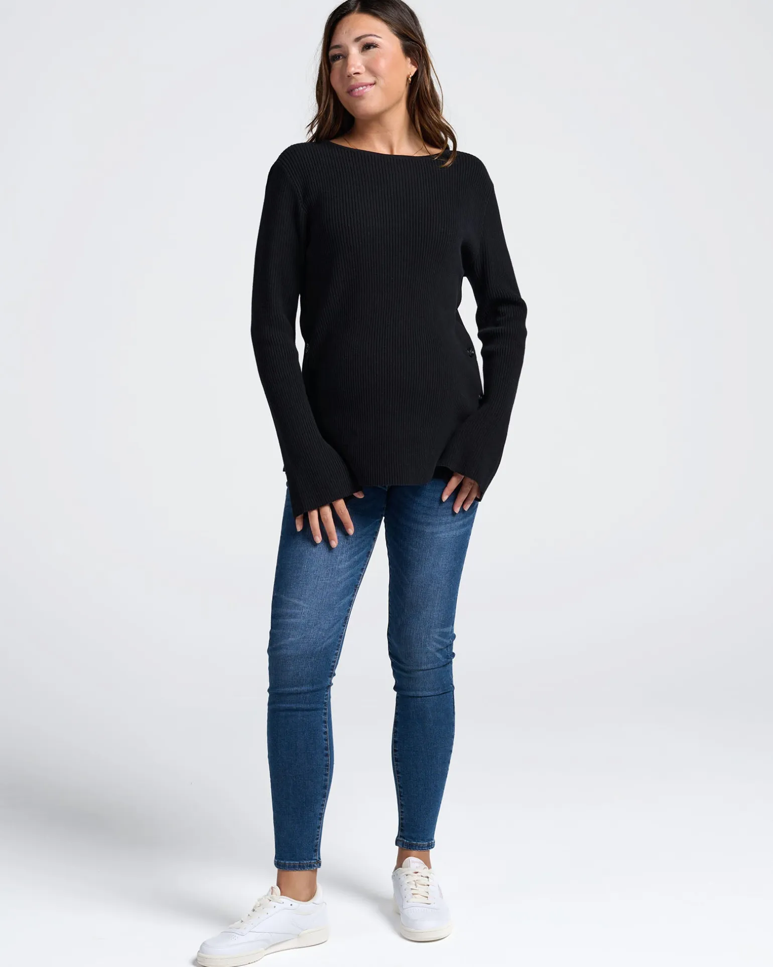 Arial Maternity Oversized Luxury Knit Nursing Jumper in Black
