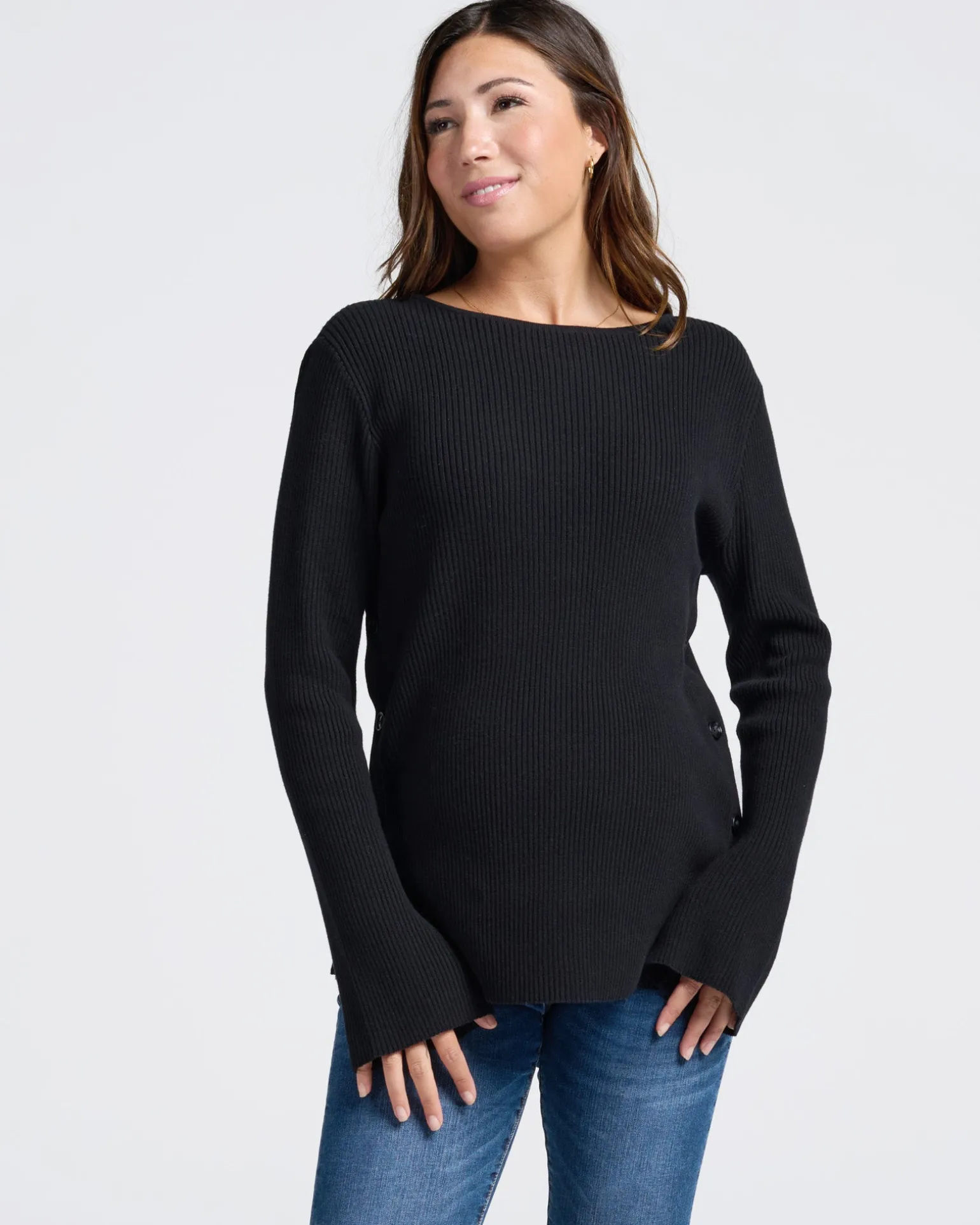 Arial Maternity Oversized Luxury Knit Nursing Jumper in Black