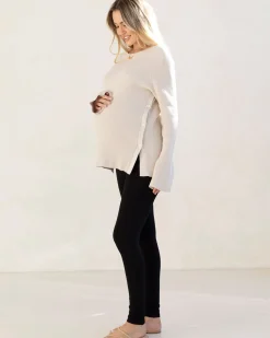 Arial Maternity Oversized Luxury Knit Nursing Jumper in Cream