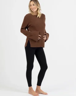 Arial Maternity Oversized Luxury Knit Nursing Jumper in Chocolate