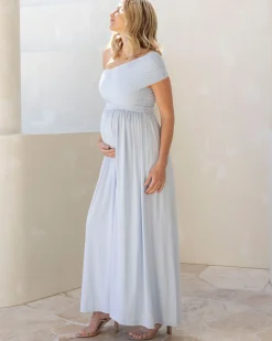 Ariana Maxi Maternity Moon Dress in Baby Blue