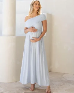 Ariana Maxi Maternity Moon Dress in Baby Blue