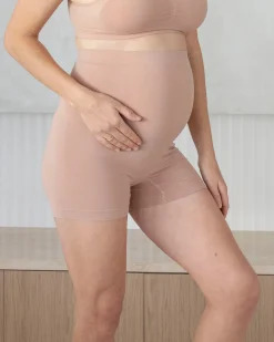 Bamboo Maternity Body Shorts in Nude