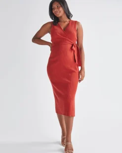 Barbara Knit Maternity Midi Dress in Radiant Red