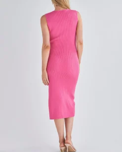 Barbara Knit Maternity Midi Dress in Candy Pink