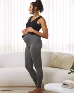 Basic Cotton Maternity Leggings Charcoal