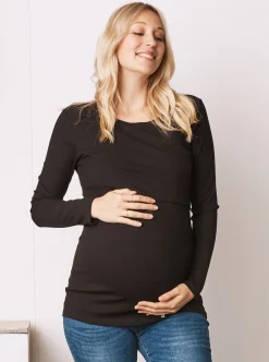 Black Long Sleeve Maternity & Nursing Top
