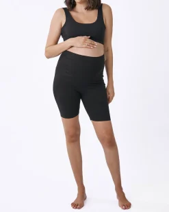 Black Maternity Cotton Bike Shorts