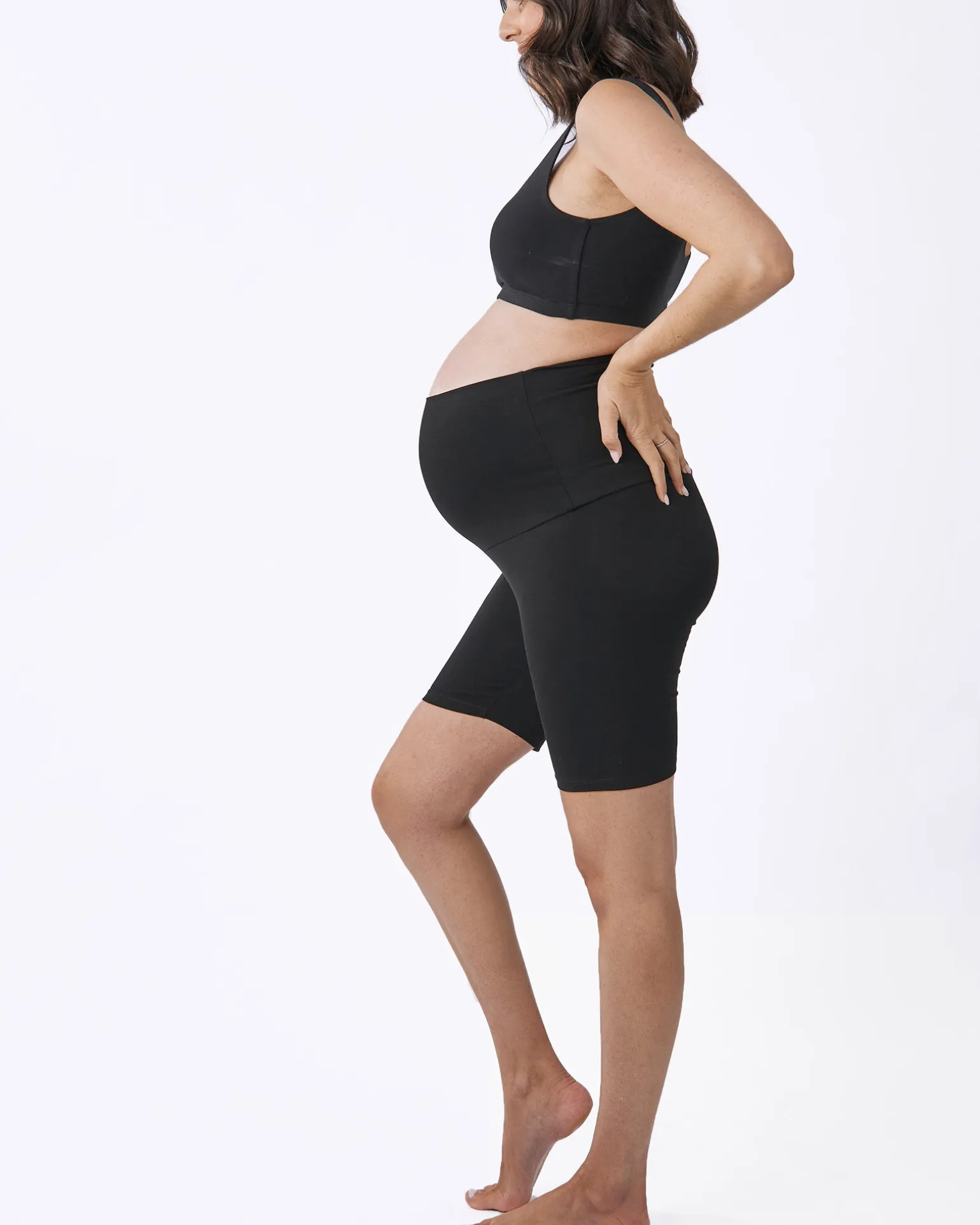 Black Maternity Cotton Bike Shorts