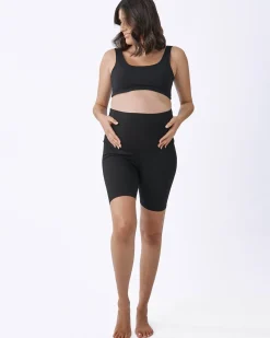 Black Maternity Cotton Bike Shorts