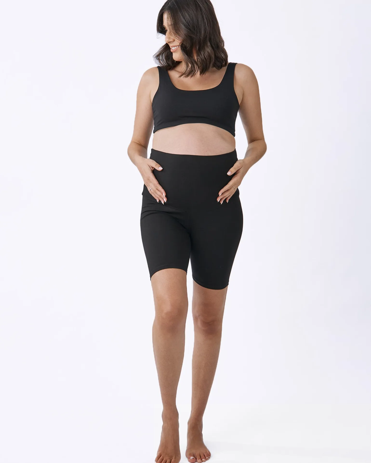Black Maternity Cotton Bike Shorts