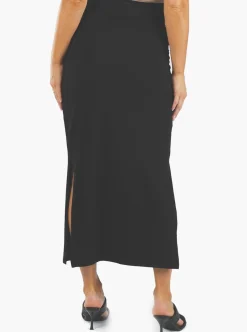 Black Maternity Maxi Skirt with Side Split