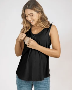 Black Maternity Swing Tank with Nursing Opening in Bamboo
