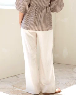 Blanche Maternity Herringbone Linen Pants in Ivory