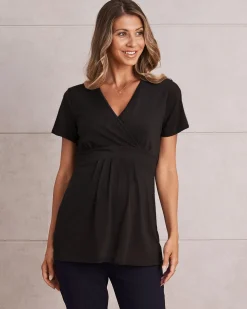 Bree Crossover Black Maternity Work Top