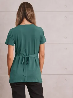 Bree Maternity Crossover Work Top - Teal