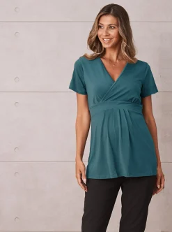 Bree Maternity Crossover Work Top - Teal