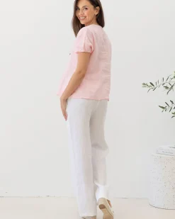 Brigitte Maternity Linen Blouse - Pink