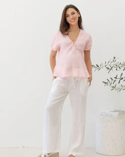 Brigitte Maternity Linen Blouse - Pink