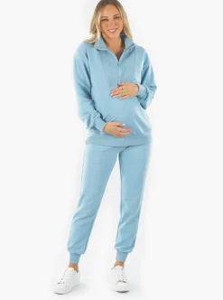 Calla Maternity Sweatpants in Light Blue
